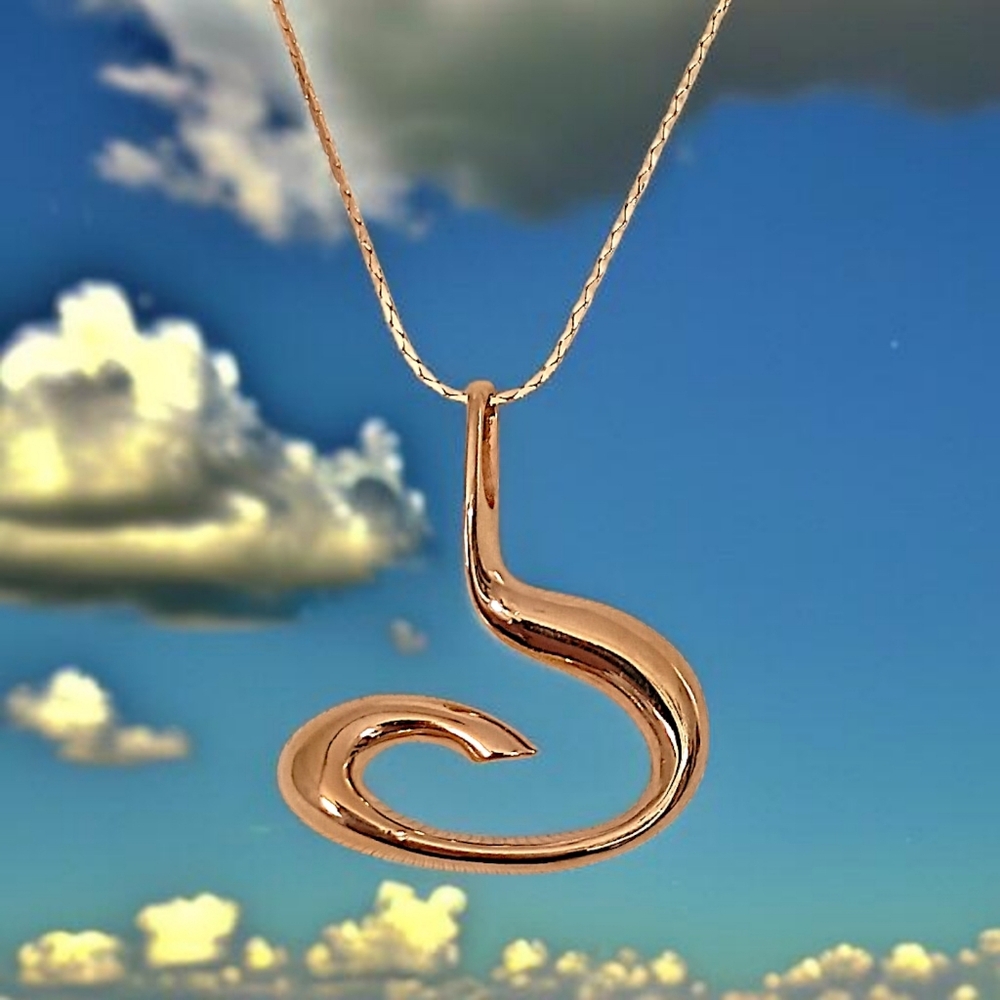 Vintage Freeform Swirl Spiral Pendant Gold Tone Modernist Brutalist 80s Abstract